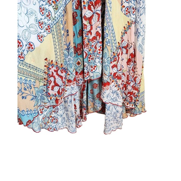 Boho Patchwork Floral Maxi Dress Sleeveless Flowy High Low Hem Festival XS NWT - Picture 4 of 8